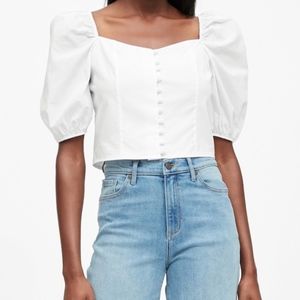 Puff-Sleeve Crop Top Banana Republic